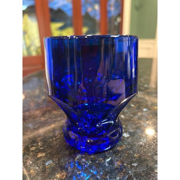 Viking Hazel Atlas Georgian Cobalt Blue Lowball Glasses - Picture 3 of 9